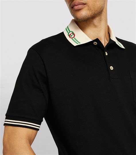 gucci contrast collar polo shirt|Gucci black piquet polo.